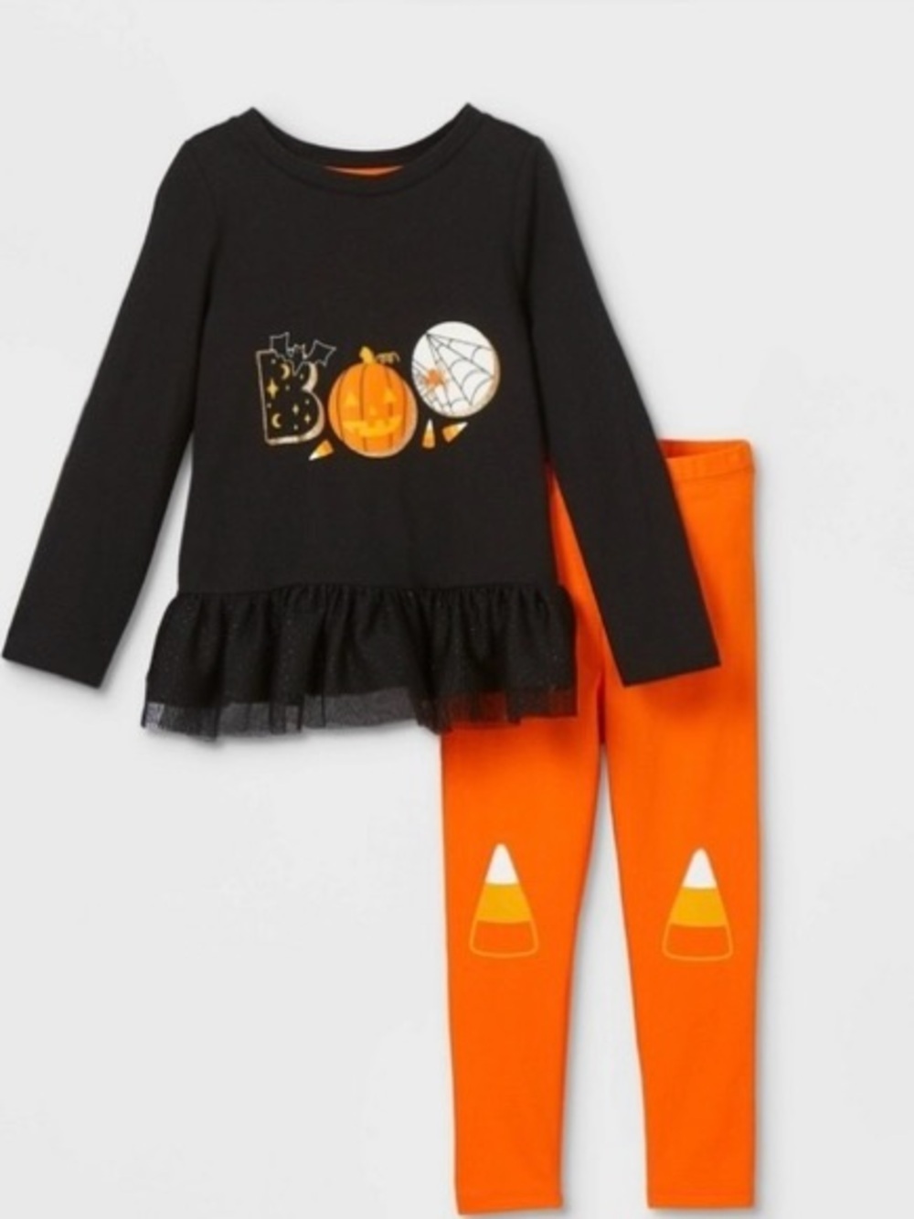 CAT & JACK 2 PC SET W/ ATTACHED TUTU - BLACK/ORANGE SIZE 3T (NEW WITH TAGS) A9